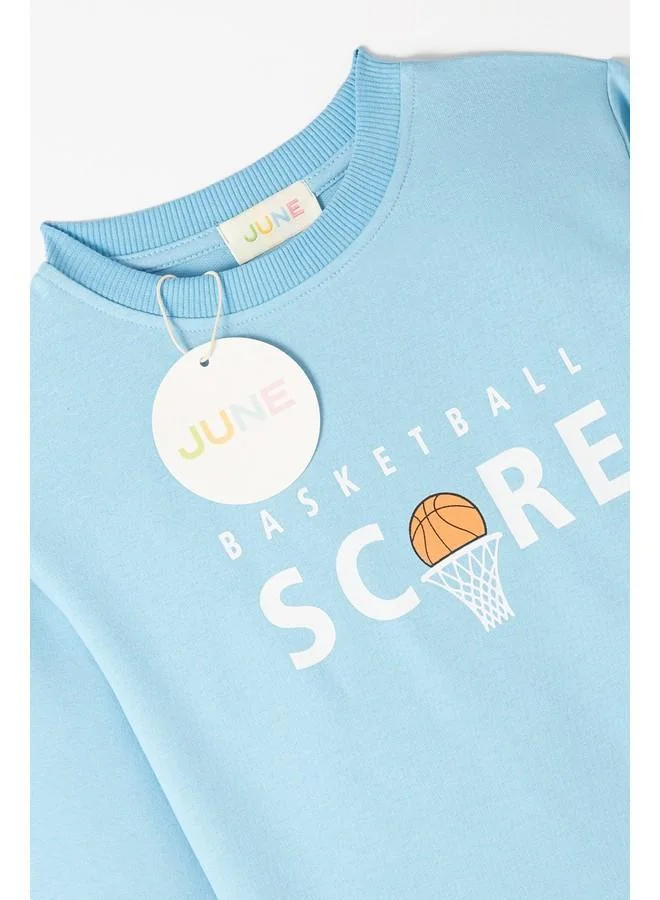 JUNE June Men Slogan Printed Tracksuit Set Blue