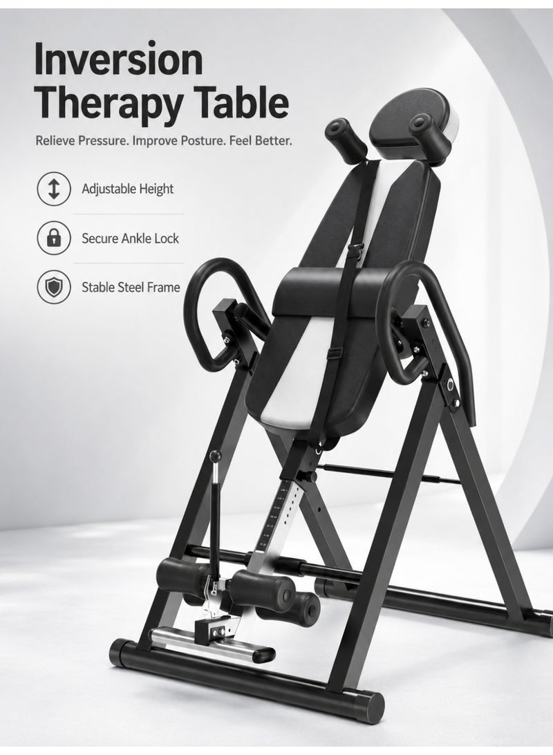 RUIYADA Inversion Table, 330lbs Capacity Heavy Duty Inversion Table, Decompression Back Stretcher Machine, Strength Training Equipment with Headrest, Ankle Lock, Adjustable Protective Belt,Ultra-Large Adjustment Range of 4.8-6.4 ft - Image 1