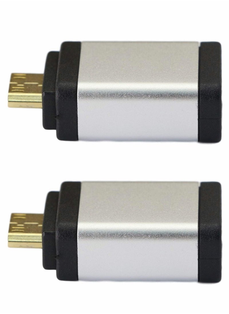 Generic - Mini HDMI to Adapter, Male Female 4kx2k Gold Plated Adapter for Raspberry Pi, Camera, Camcorder, DSLR, Tablet, Video Card (Silver, 2Pack) - Image 1