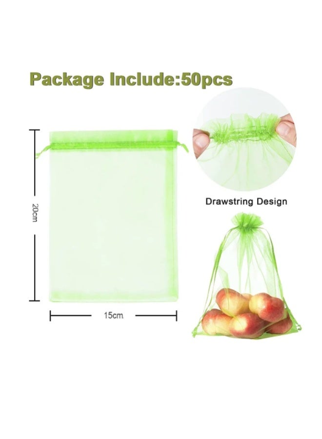50 Pack Netting Bags Garden Fruit Barrier Cover Bags Fruit Protection Bags for Grape Fig Flower Seed Vegetable Protection from Insect Mosquito Bug Garden Tool 15×20 cm - Image 3