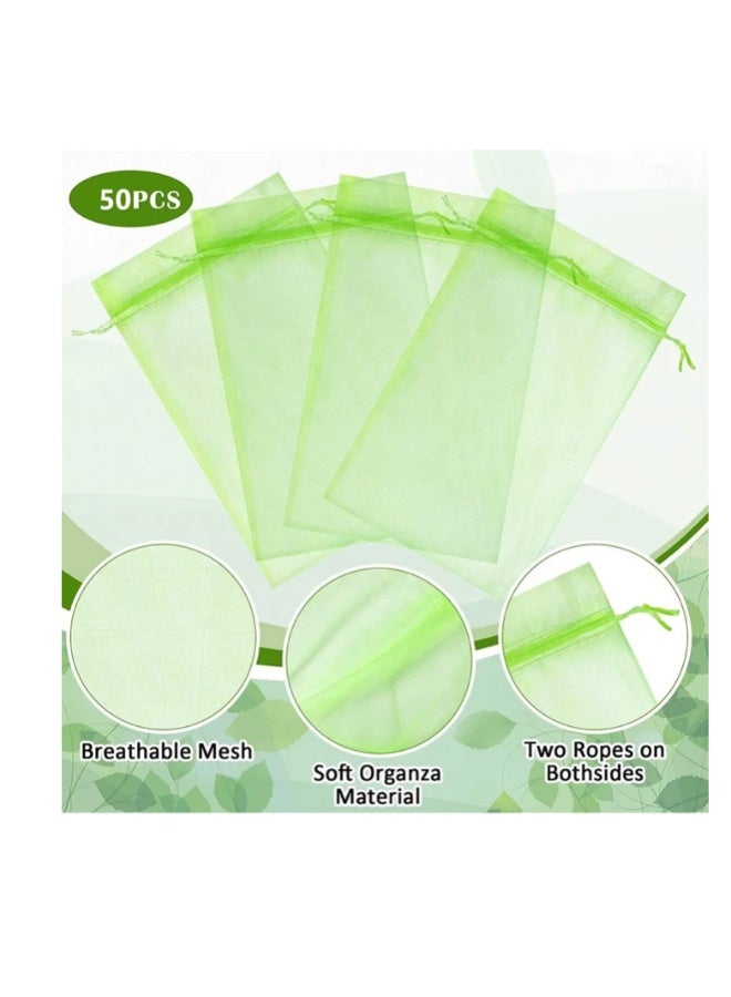 50 Pack Netting Bags Garden Fruit Barrier Cover Bags Fruit Protection Bags for Grape Fig Flower Seed Vegetable Protection from Insect Mosquito Bug Garden Tool 15×20 cm - Image 2