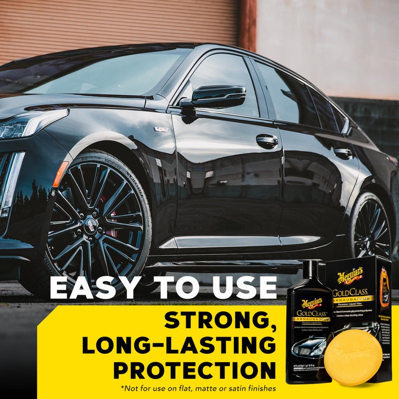 Meguiar's Gold Class Carnauba Plus Premium Liquid Wax Kit, Car Detailing Kit with a Pure Carnauba Wax Blend and a Foam Applicator Pad for Keeping Glossy Paint Protected Like a Pro, 16 Oz Bottle - Image 2