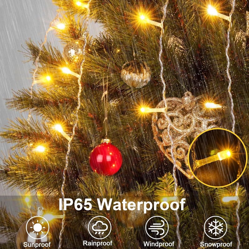 DealBeta 4 Pack Battery Christmas Light String 16.5Ft 50 LED Clear Wire Sting Lights Christmas Tree Wrapped Lights Timer 8 Modes Auto On/Off Christmas Fairy Lights for Indoor Outdoor Patio Wreath Garden Deck - Image 4