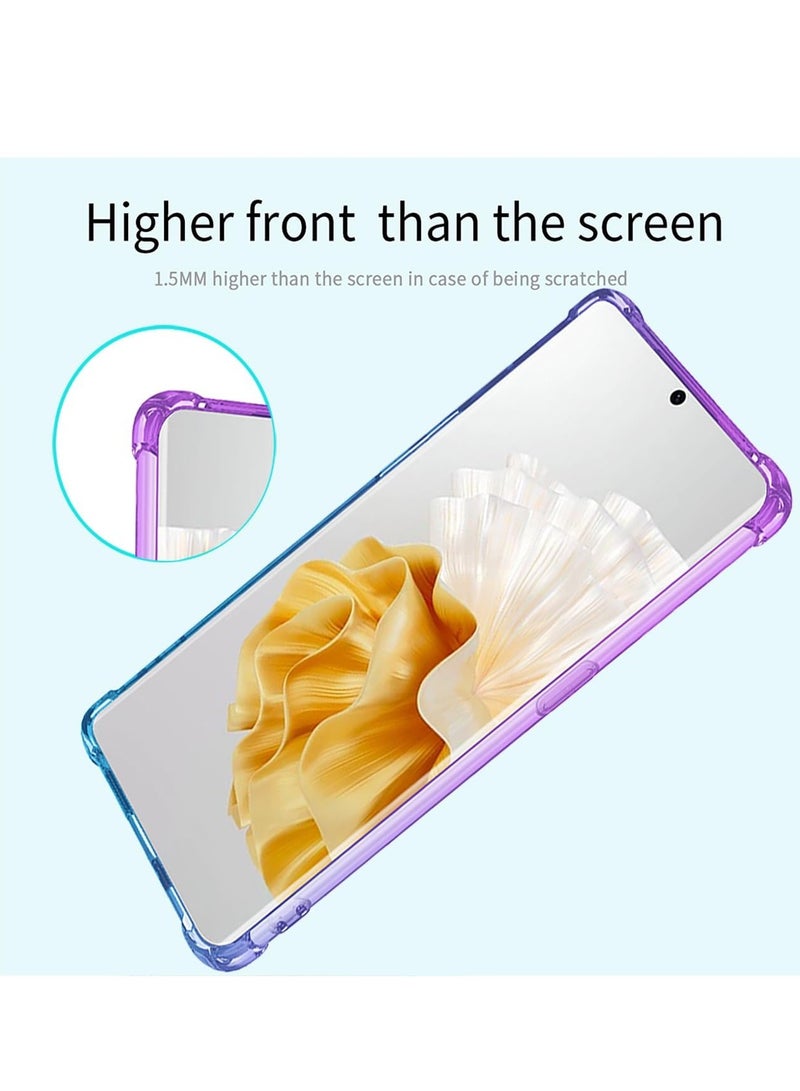SYOSI جراب هاتف Huawei P60 Pro، Huawei P60 MNA-AL00، جراب شفاف متدرج رفيع مضاد للخدش ومضاد للصدمات ومضاد للسقوط لهاتف Huawei P60 P60 pro، قطعة واحدة، أرجواني وأزرق - Image 5