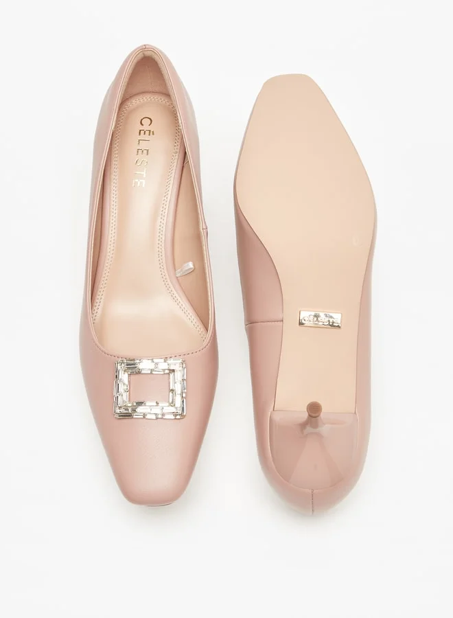 Celeste Women's Embellished Slip-On Pumps with Kitten Heels