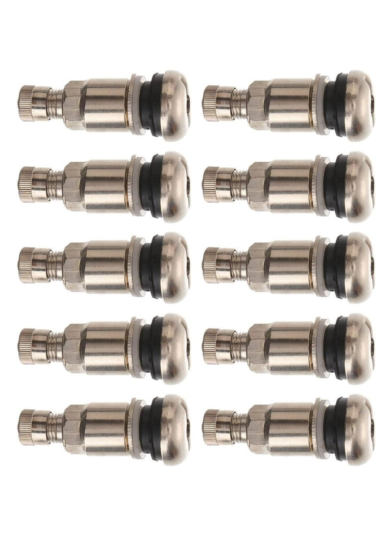 CMGTYYD Tire Valve Stems, 10 Pcs Outer Mount Metal Valve Stem High-Pressure Metal Clamp-in Valves, Stainless Steel Bolt- in Wheel Valve Stems Replacement, for Car Tubeless Rim Holes - Image 1