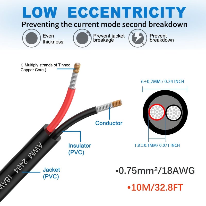 18 AWG 0.75mm² Extension Cable 5M Long for LED Lights Auto Marine - Image 3