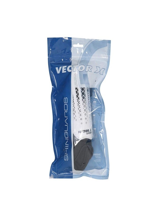 Vector X Samba Shinguard with Ankle Adjustable | Training and Practice | for Girls and Boys | (Senior, White-Black) - Image 4