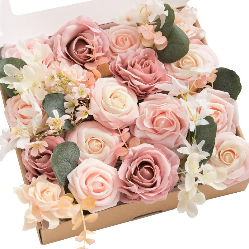 Ling's moment Lings Moment Artificial Flowers Combo for DIY Wedding Bouquets Centerpieces Arrangements Party Baby Shower Home Decorations Vintage Blush 