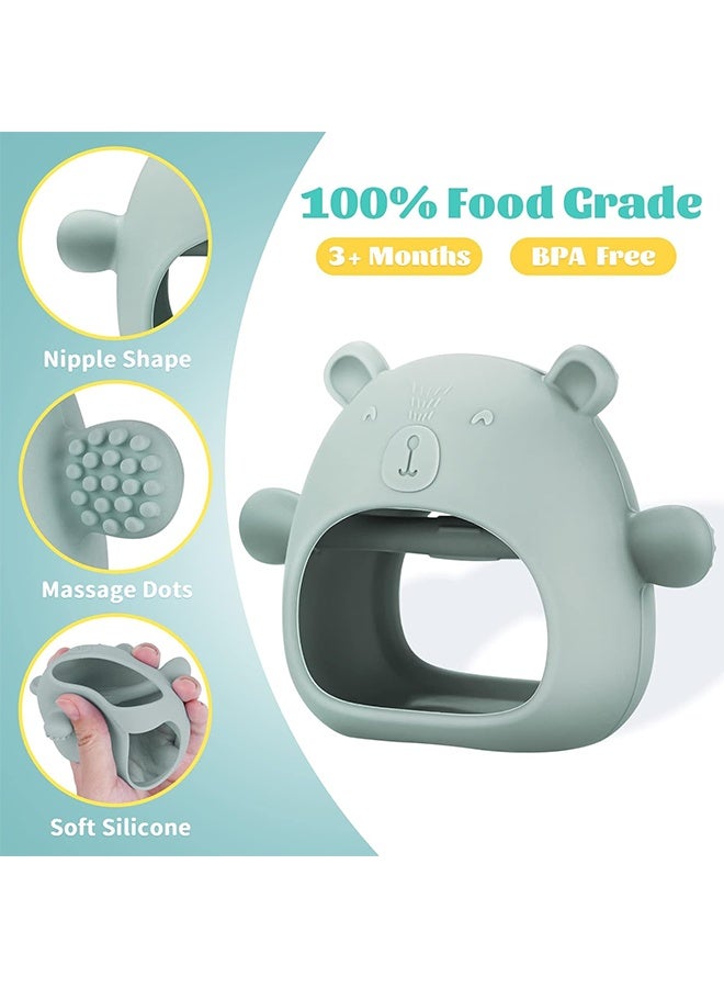 LCAREMOM Baby Fruit Feeder and Teether Set,Teething Toys for Babies,wth Baby Fruit Feeders and Food Freezer Tray, 3 Different Sized Silicone Sacs, Bpa Free Natural Organic Freezer Silicone Baby Teethers,Infant Teething Training Toys,Green - Image 2