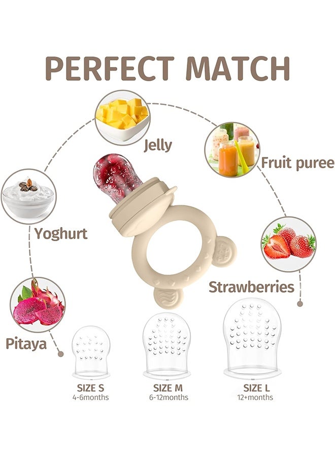 LCAREMOM Baby Fruit Feeder and Teether Set,Teething Toys for Babies,wth Baby Fruit Feeders and Food Freezer Tray, 3 Different Sized Silicone Sacs, Bpa Free Natural Organic Freezer Silicone Baby Teethers,Infant Teething Training Toys,Green - Image 4