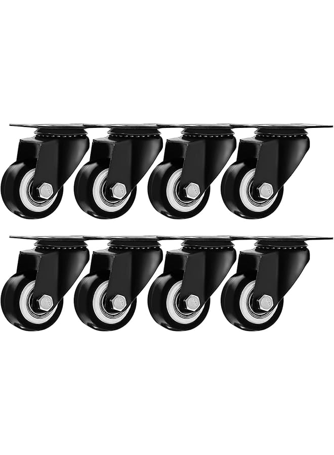 erorex 8 Pcs Rubber Rotating Caster Wheels 1.5 Inch Heavy Duty Rigid Swivel Caster With Top Plate Mini Silent Ball Bearing Small Caster For Cart Furniture Cabinet Workbench  - Image 1