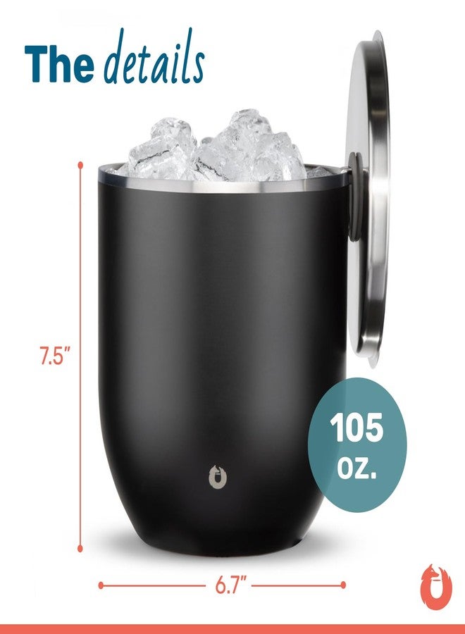 SNOWFOX Plus, Premium Vacuum Insulated Stainless Steel Ice Bucket with Lid/Scoop,Home Bar Accessories,Elegant Bartending Ice Buckets for Parties,Beautiful Outdoor Entertaining Supplies,3L,Matte Black - Image 2