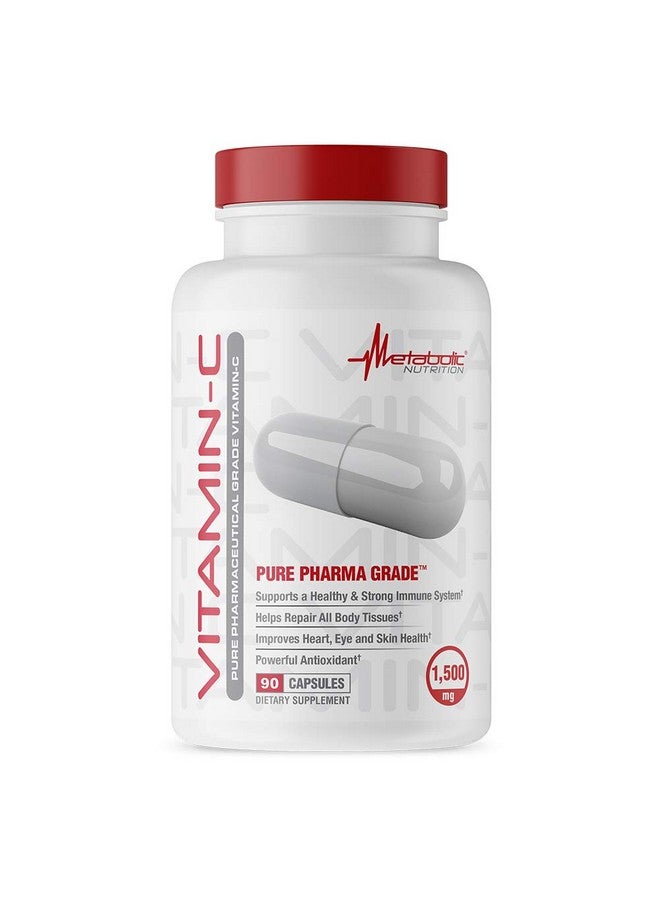 Metabolic Nutrition Metabolic Nutrition Vitamin C, 1500mg, Pure Pharma Grade, High Absorption Ascorbic Acid Capsules (90 caps) - Image 1