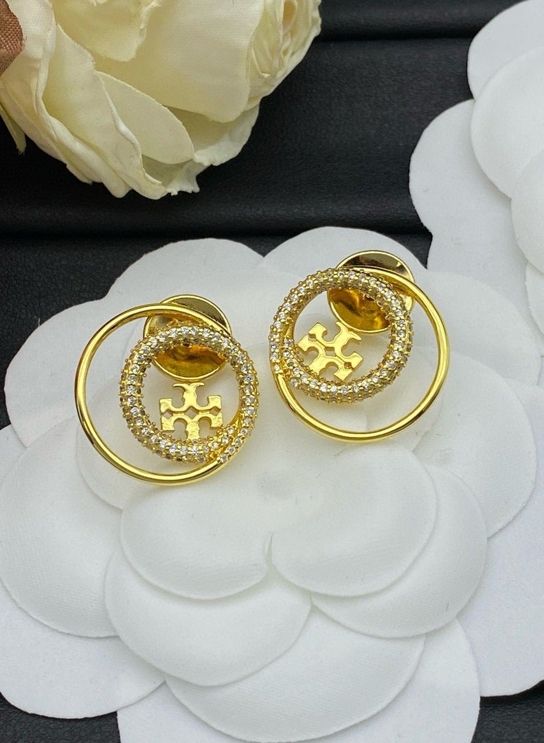 Burch TB Fashion glossy earrings women's high-grade high-grade temperament light luxury simple earrings jewelry