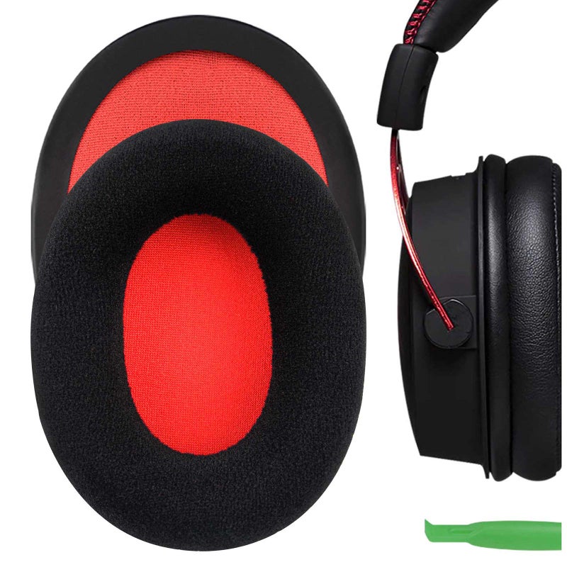 Geekria Geekria Comfort Velour Replacement Ear Pads for HyperX Cloud III Cloud 3 Cloud II Gaming Cloud Flight Cloud Flight S Cloud Stinger Cloud Alpha Alpha S Headphones Ear Cushions (Black Red)  - Image 1