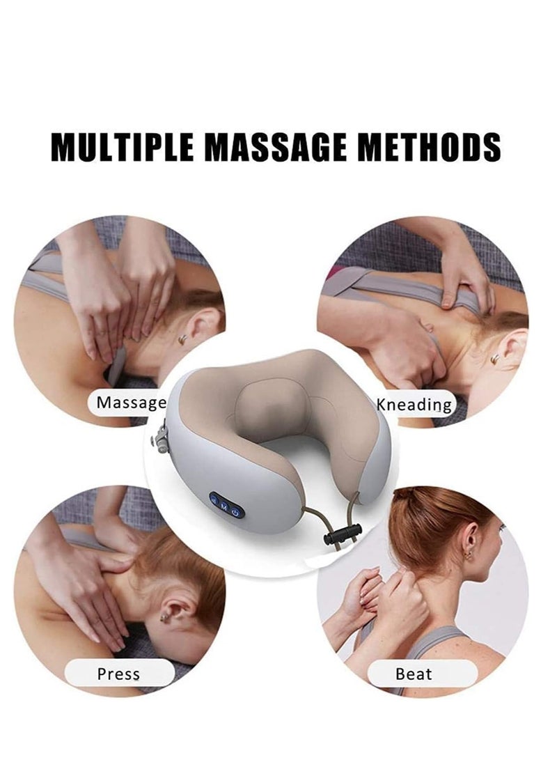 ELTRAZONE Rechargeable U Shaped Cervical Massage Pillow Neck Massager Vibration Pillow, Multifunctional Shoulder and Electric for Relax Muscles Fatigue - Image 2