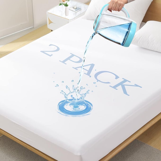 FULL SIZE WATERPROOF MATTRESS PROTECTOR 2 PACK STRETCH TO 21 DEEP POCKET SOFT BREATHABLE IDEAL FOR HOME COMMERCIAL USE