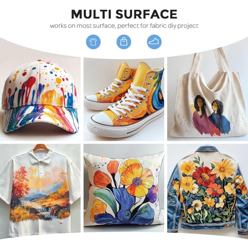 Nicpro نيك برو تأثيرات احترافية وسط القماش، زجاجة 8.45 أونصة، وسط سائل للرسم بالأكريليك، يحسن التصاق الطلاء الأكريليكي بالأقمشة، الأقمشة لمشاريع الملابس DIY، تي شيرتات، أحذية، جينز، حقائب - Image 5