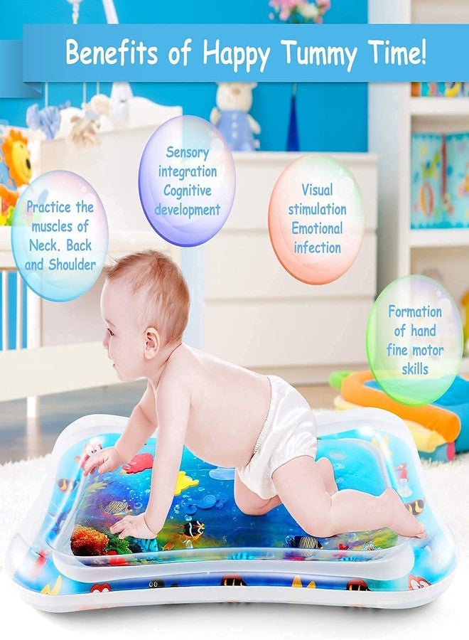 NOBILEA Baby Kids Water Play Mat Toys Inflatable Tummy Time Leak Proof Water Play Mat, Fun Activity Indoor and Outdoor Water Play Mat (Blue) - Image 2