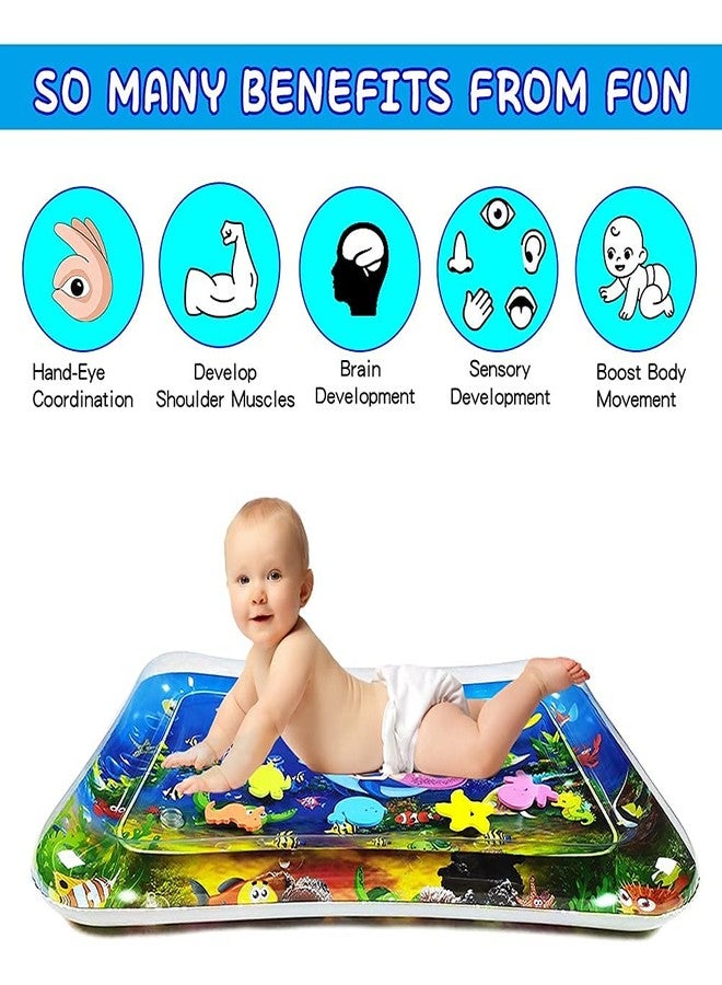 NOBILEA Baby Kids Water Play Mat Toys Inflatable Tummy Time Leak Proof Water Play Mat, Fun Activity Indoor and Outdoor Water Play Mat (Blue) - Image 4