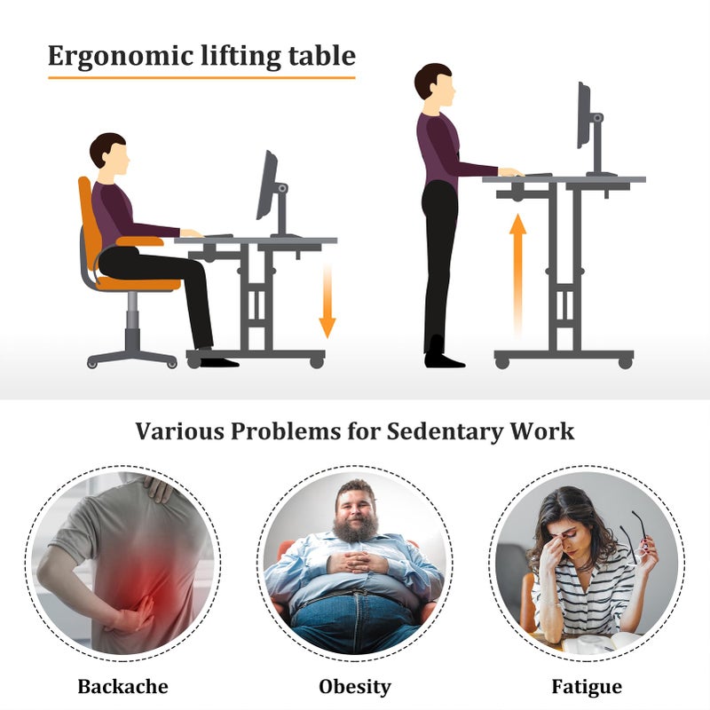 Enayplon Small Standing Desk with Wheels, Mobile Stand Up Desk, Portable Standing Table on Wheels for Walking Pad, Rolling Computer Desk Adjustable Height, Tall Table - Image 4