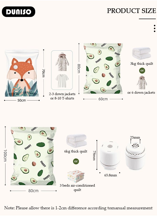 DUNISO Combo Vacuum Storage Bag with Electric Pump, 3 Pack((1 Large + 1Medium + 1 Small) of Reusable Compression Bags, Double Zip Seal Special-Grip Clip,Travel Vacuum Sealer Bags, Space Saver Bags for Clothes, Mattress, Blanket, Pillows, Compression  - Image 4