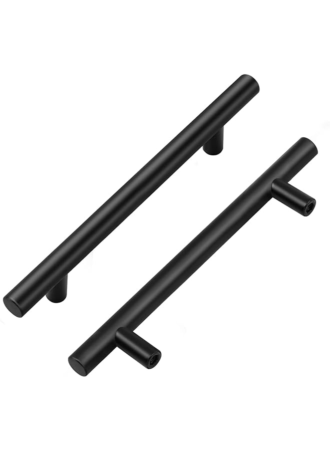 PROMASS بروماس 10 عبوة مقبض خزانة أسود غير لامع من الفولاذ المقاوم للصدأ بطول 7-3/8 بوصة مقبض درج أسود غير لامع بمركز ثقب 5 بوصة مقبض درج مطبخ - Image 1