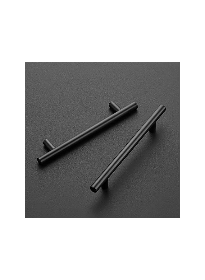 PROMASS بروماس 10 عبوة مقبض خزانة أسود غير لامع من الفولاذ المقاوم للصدأ بطول 7-3/8 بوصة مقبض درج أسود غير لامع بمركز ثقب 5 بوصة مقبض درج مطبخ - Image 2