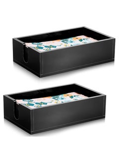 2 Pack Acrylic Paper Napkin Holders - Guest Towel Basket Paper Towel Dispenser for Z Fold, C Fold and Trifold Rectangle Paper Holder for Kitchen, Bathroom, Home, Bar, Restaurant (9 Inches, Black)