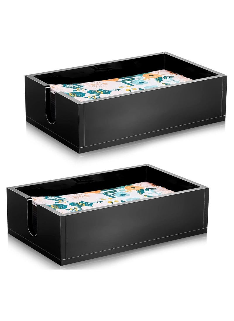 Generic - 2 Pack Acrylic Paper Napkin Holders - Guest Towel Basket Paper Towel Dispenser for Z Fold, C Fold and Trifold Rectangle Paper Holder for Kitchen, Bathroom, Home, Bar, Restaurant (9 Inches, Black) - Image 1