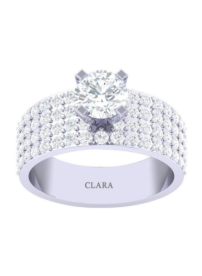 CLARA Made with Swiss Zirconia 925 Sterling Silver Round Solitaire Ring Gift for Women and Girls - Image 1