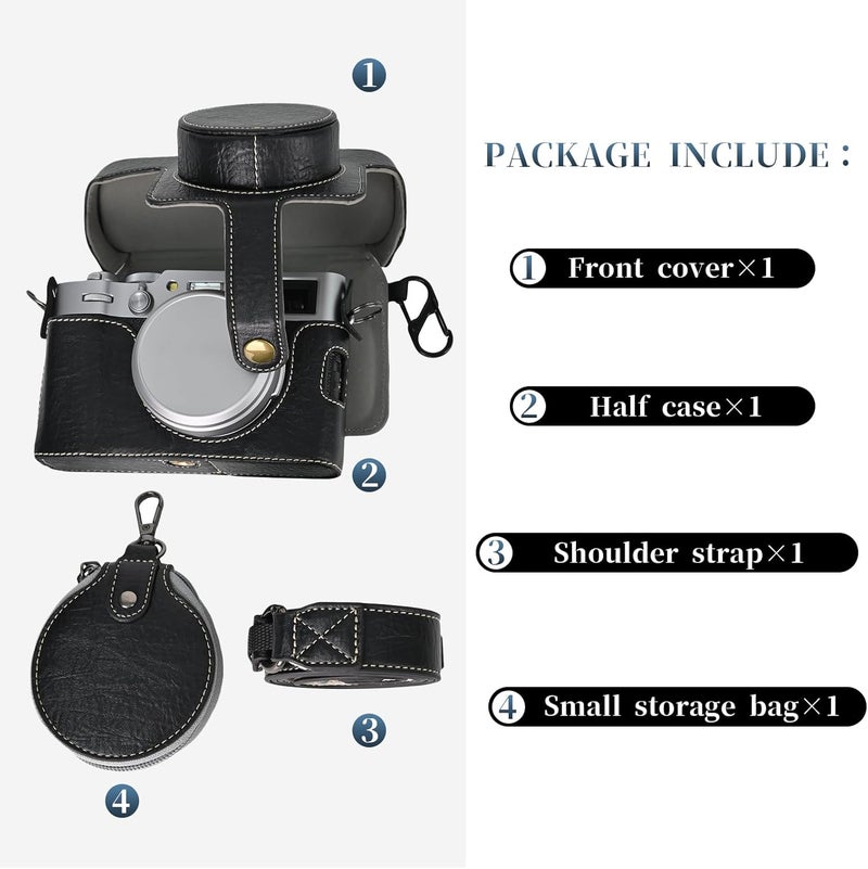 Rieibi X100VI Retro Leather Case for Fujifilm X100VI Digital Camera  Protective With Strap and Grip  Black - Image 4