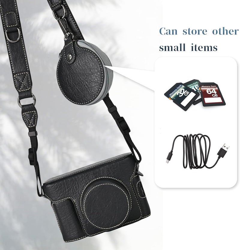 Rieibi X100VI Retro Leather Case for Fujifilm X100VI Digital Camera  Protective With Strap and Grip  Black - Image 5