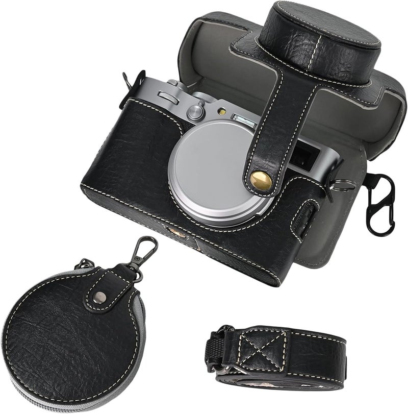 Rieibi X100VI Retro Leather Case for Fujifilm X100VI Digital Camera  Protective With Strap and Grip  Black - Image 1