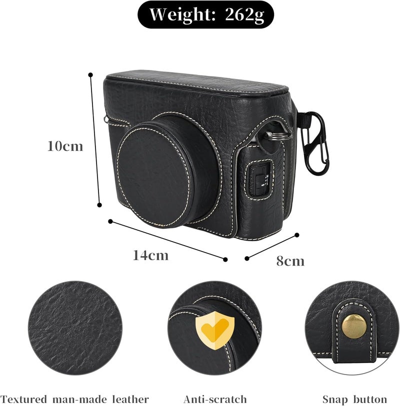 Rieibi X100VI Retro Leather Case for Fujifilm X100VI Digital Camera  Protective With Strap and Grip  Black - Image 3