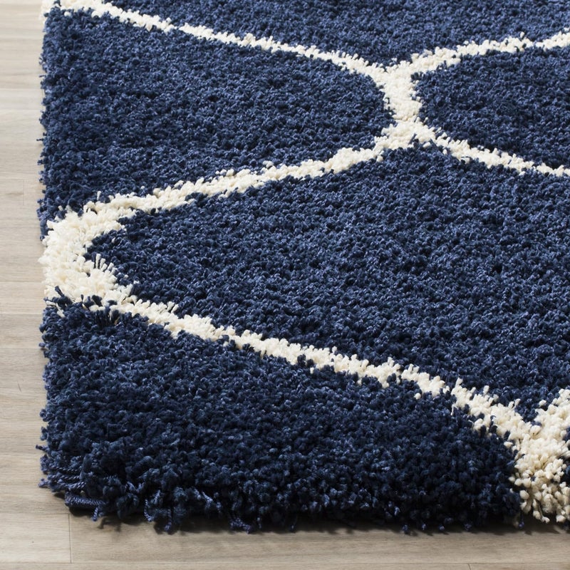 imsid Shaggy Floor Carpets for Living Room, Elegant Bed Side Runner, Modern Carpets for Bedroom, Drawing Room,Carpets for Living Room Etc.Color-Blue and Ivory Size 4x6 feet - Image 2