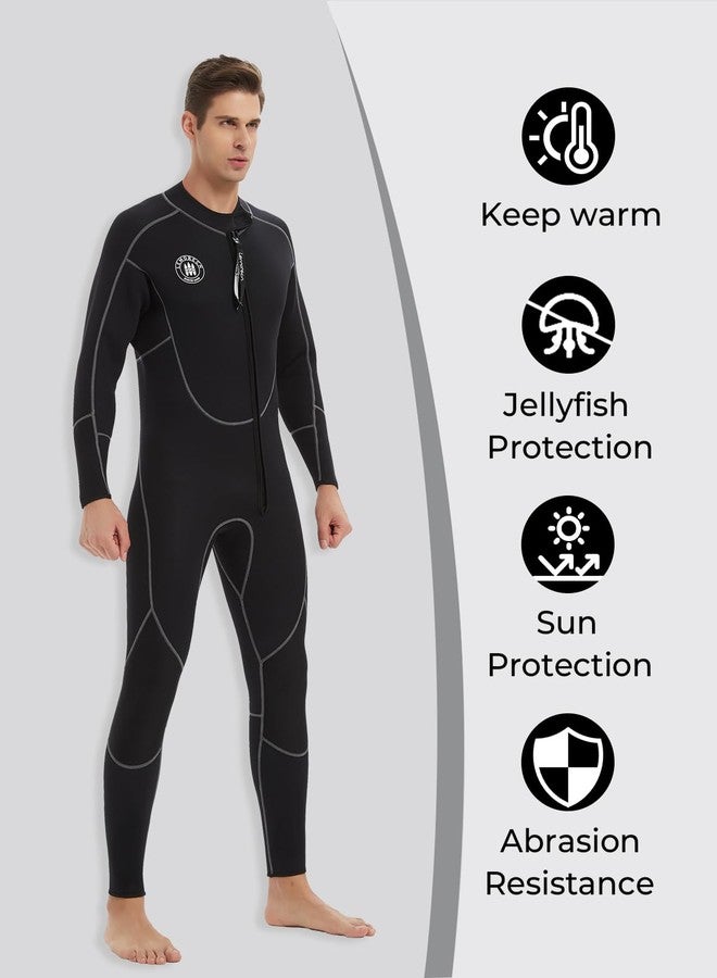Lemorecn Wetsuits Mens Front Zip Neoprene 3mm Full Suit(3040black-L) - Image 5