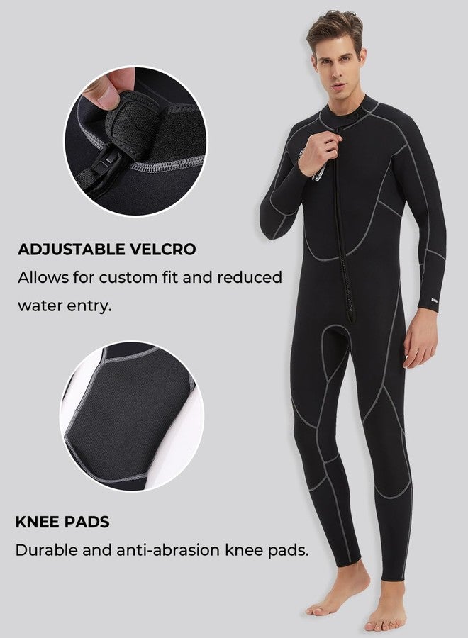 Lemorecn Wetsuits Mens Front Zip Neoprene 3mm Full Suit(3040black-L) - Image 4