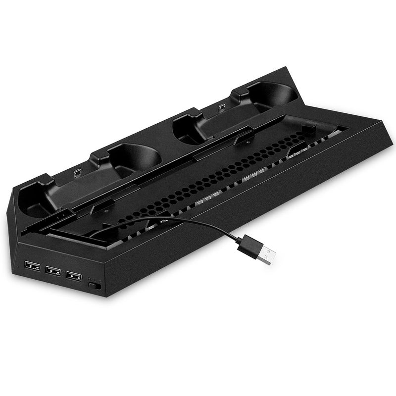 OSTENT Dual Motors Cooling Fan Radiator Charger Station USB Hub Vertical Stand for Sony PS4/Slim Console - Image 1