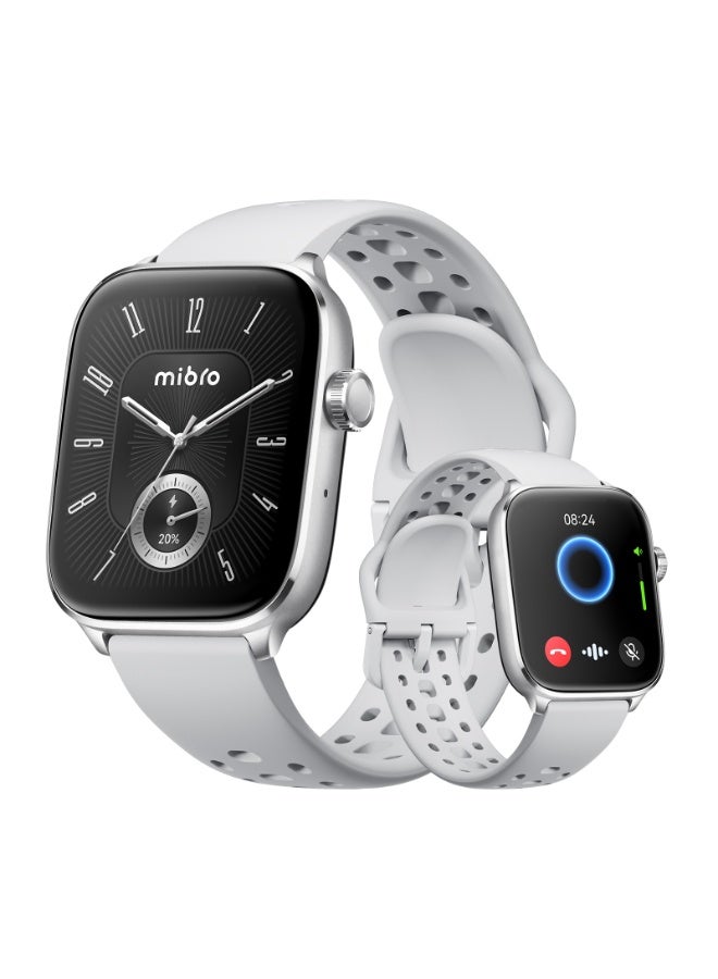 Mibro Watch Fit AMOLED Smart Watch 1.75” GPS & Bluetooth Calling, 150+ Sports Modes, 5ATM Waterproof, AI Assistant, Aluminum Body, Milanese Strap – Silver - Image 1