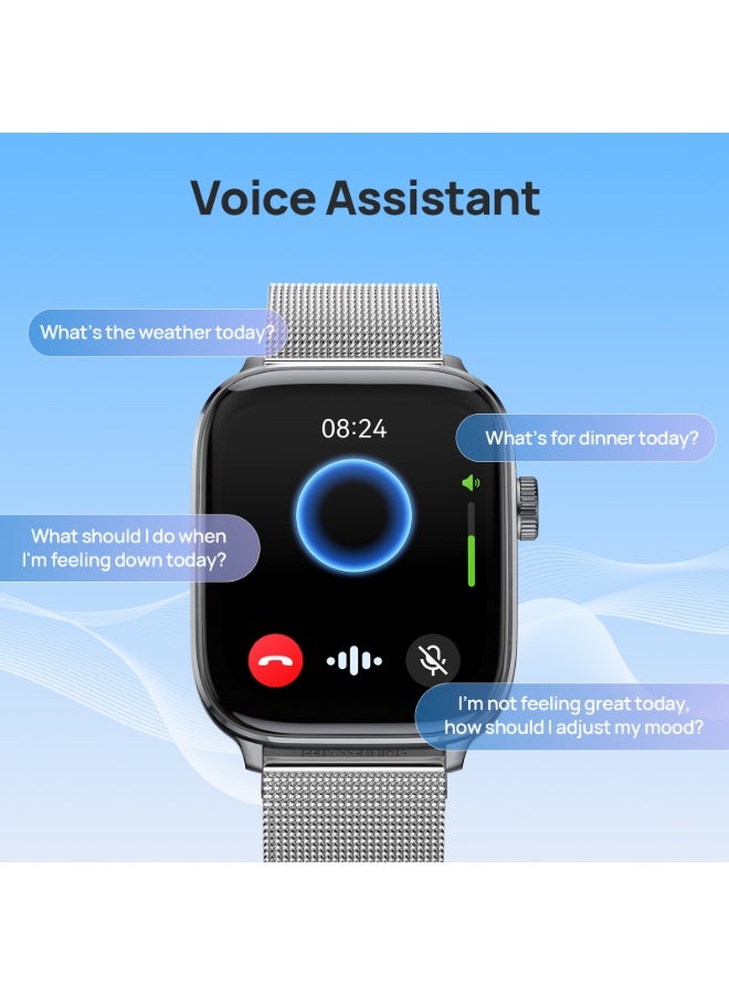 Mibro Watch Fit AMOLED Smart Watch 1.75” GPS & Bluetooth Calling, 150+ Sports Modes, 5ATM Waterproof, AI Assistant, Aluminum Body, Milanese Strap – Silver - Image 3