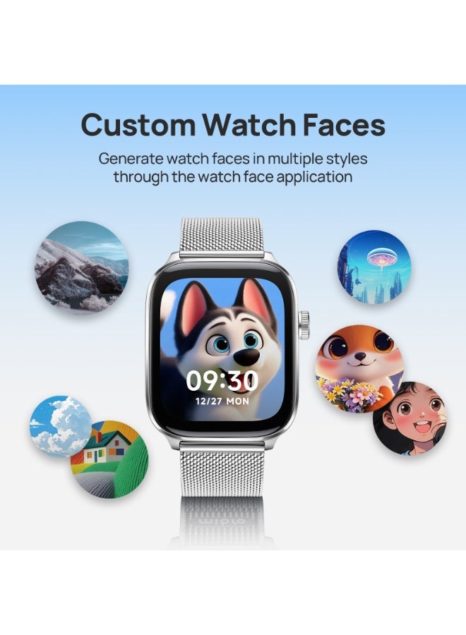 Mibro Watch Fit AMOLED Smart Watch 1.75” GPS & Bluetooth Calling, 150+ Sports Modes, 5ATM Waterproof, AI Assistant, Aluminum Body, Milanese Strap – Silver - Image 4