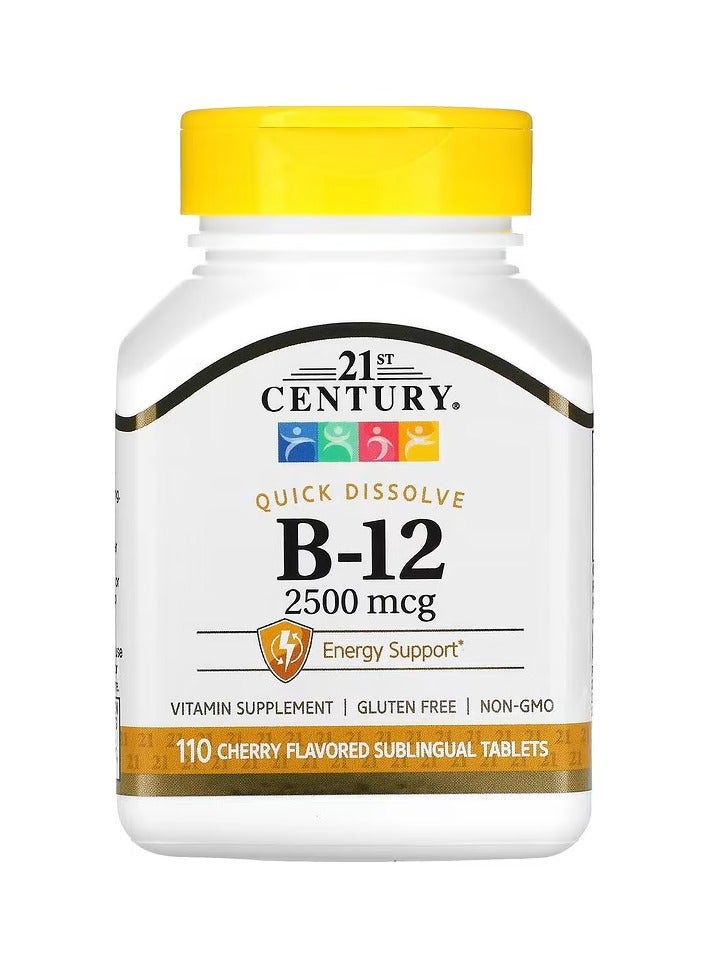 21st Century B-12, Cherry, 2,500 mcg, 110 Sublingual Tablets - Image 1