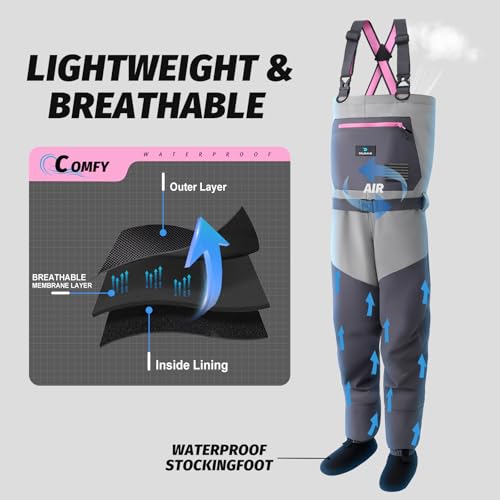 Trudave Womens Fly Fishing Waders Waterproof Chest Waders with Neoprene Stockingfoot WomenSpecific Fit Lightweight Durable for Hunting Fishing - Image 3