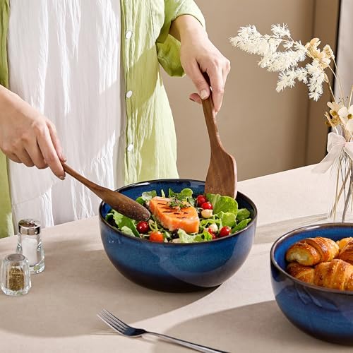 TAUFIKT 9 Inch Large Salad Bowls Set of 2, 83 Oz Porcelain Serving Bowl for Salad Soup Pasta Popcorn, Ceramic Decorative Bowls Fruit Bowl for Home Decor, Microwave,Oven,and Dishwasher Safe - Image 5