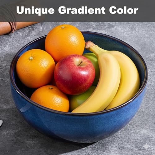 TAUFIKT 9 Inch Large Salad Bowls Set of 2, 83 Oz Porcelain Serving Bowl for Salad Soup Pasta Popcorn, Ceramic Decorative Bowls Fruit Bowl for Home Decor, Microwave,Oven,and Dishwasher Safe - Image 3