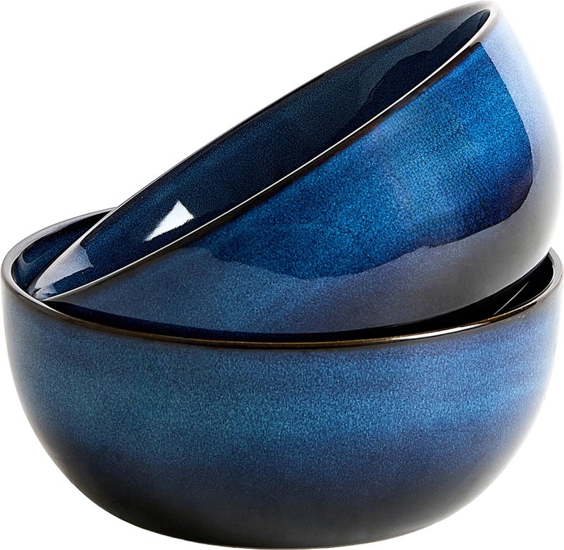 TAUFIKT 9 Inch Large Salad Bowls Set of 2, 83 Oz Porcelain Serving Bowl for Salad Soup Pasta Popcorn, Ceramic Decorative Bowls Fruit Bowl for Home Decor, Microwave,Oven,and Dishwasher Safe - Image 1