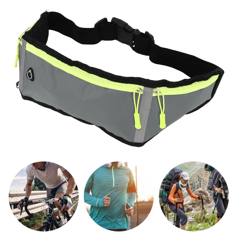 Gray Waist Pack Bag Ultrathin Waterproof Adjustable Belt Reflective Safety For Running Hiking Travel - Image 3
