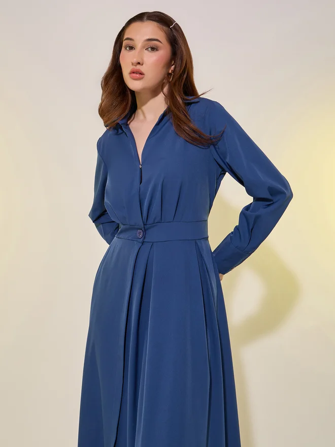 Take Two Belted Shirtdress Midi Dress